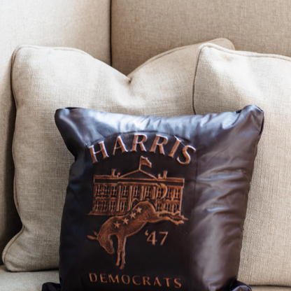 Harris Democrats Leather Embossed Accent Pillow