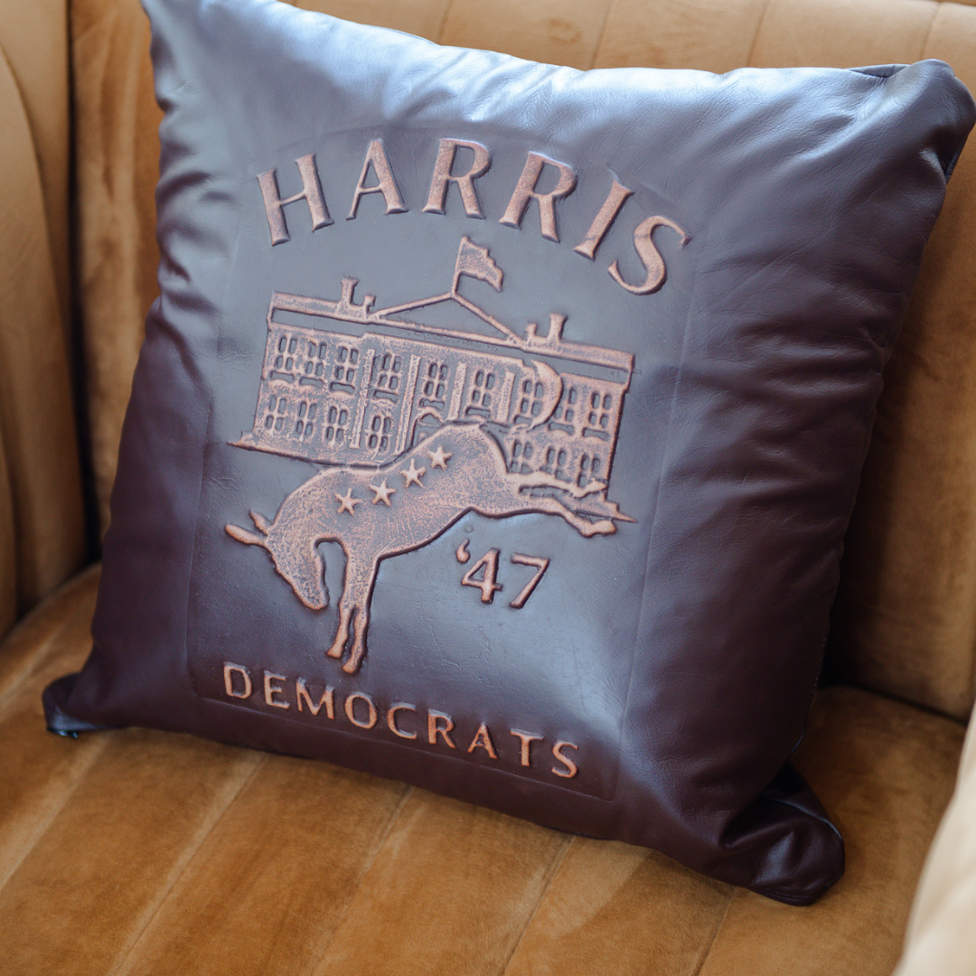 Harris Democrats Leather Embossed Accent Pillow